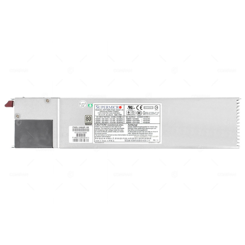 PWS-1K62P-1R SUPERMICRO 1620W 80 PLUS PLATINUM POWER SUPPLY